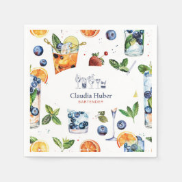 Guardanapo De Papel Profissional de barman | Azul branco