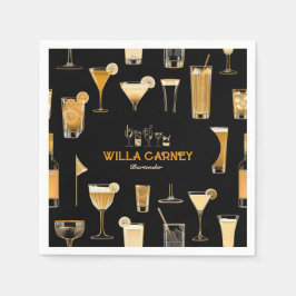 Guardanapo De Papel Profissional de barman | Elegante Dourado