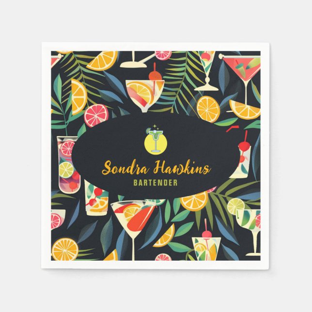 Guardanapo De Papel Profissional de barman | Laranja fresca (Frente)