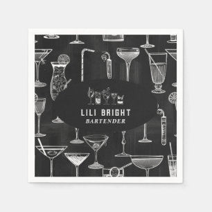 Guardanapo De Papel Profissional de barman Preto clássico