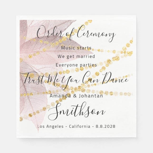 Guardanapo De Papel Programa Casamento Rosa Floral Engraçado Citações  (Frente)