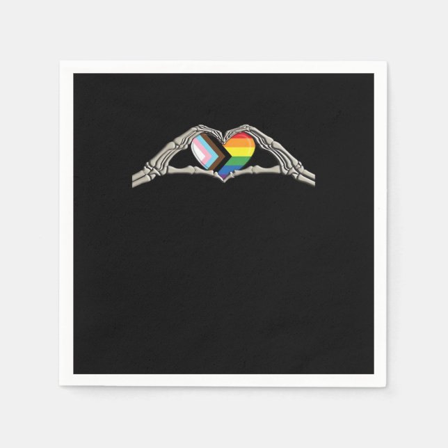 Guardanapo De Papel Progresso do Orgulho Cardíaco das Mãos Ossas (Frente)