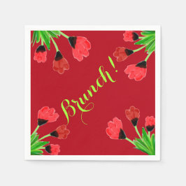 Guardanapo De Papel Projetista floral vermelho-celeiro