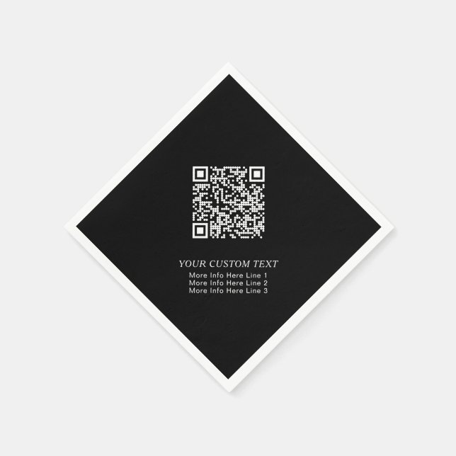 Guardanapo De Papel Promoção de Código QR de Negócios Simples Preto e  (Canto)