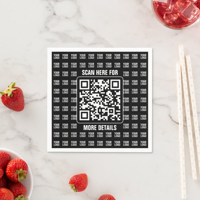 Guardanapo De Papel Promotional QR code (editable) plus Logo Pattern (Insitu)