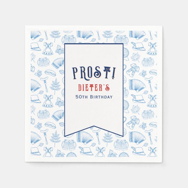 Guardanapo De Papel Prost! Beer e Wiener Schnitzel Alemão Aniversário (Frente)