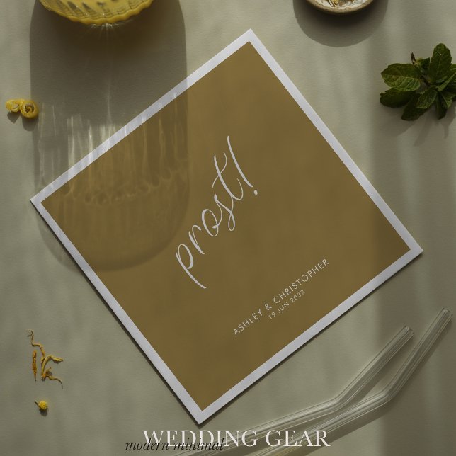 Guardanapo De Papel Prost! Gold Minimal Qualquer Oportunidade Coquetel (Criador carregado)