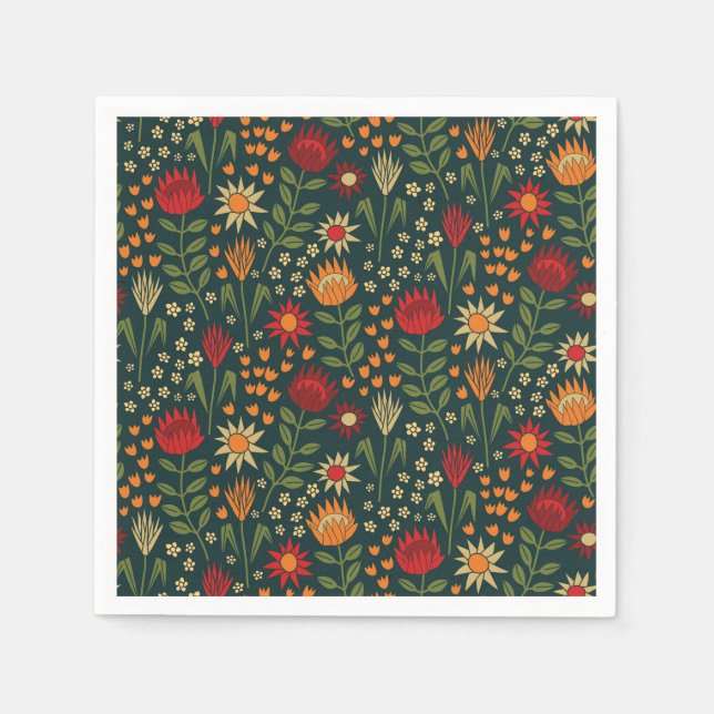 Guardanapo De Papel Protea Floral Block Impressão Millefleur dardos (Frente)
