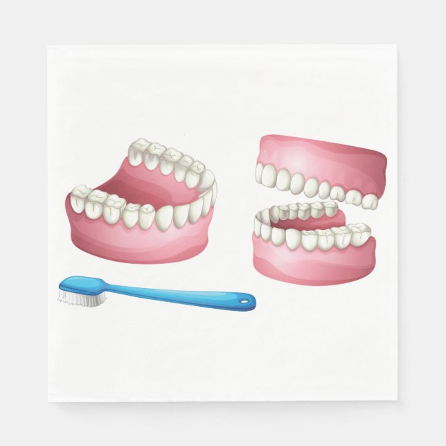 Guardanapo De Papel Próteses Totais e Cuidados Dentários com Escova de (Frente)