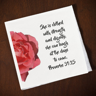 Guardanapo De Papel Proverbs 31:25 Red Rose Christian Woman