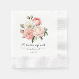 Guardanapo De Papel Psalm 23:3 He Restores my Soul Flowers