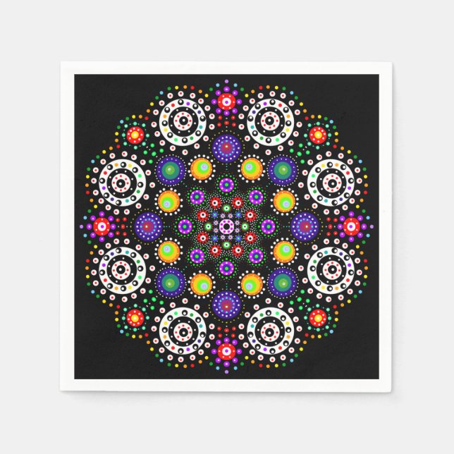 Guardanapo De Papel Psychedelic Dot Mandala (Frente)