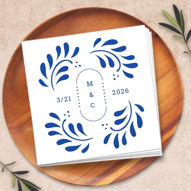 Guardanapo De Papel Puebla Mexicana Casamento Cocktail Napkin (Puebla Mexican Wedding Cocktail Napkin by Fiesta Valley Print)