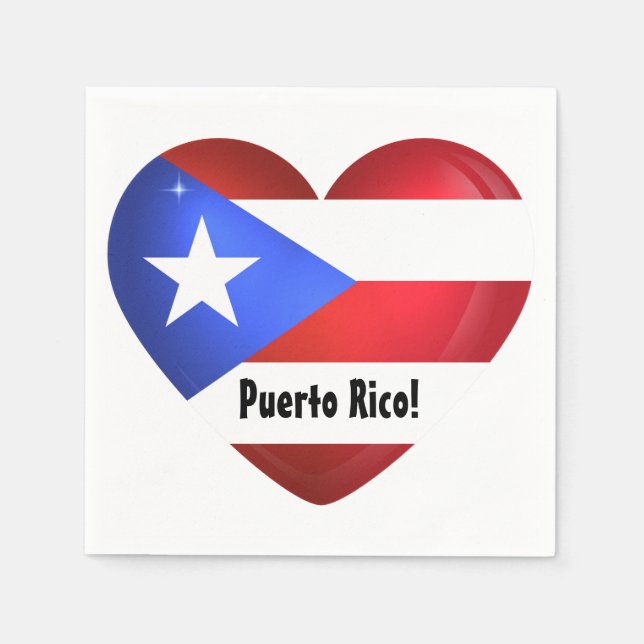 Guardanapo De Papel Puerto Rico Flag Heart (Frente)