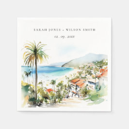 Guardanapo De Papel Puerto Vallarta Mexico Watercolor scape Wedding