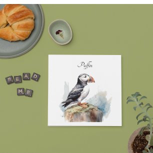 Guardanapo De Papel Puffin em Rock Watercolor, personalizado