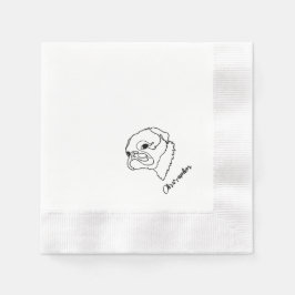 Guardanapo De Papel Pug de Arte de Linha Personalizável