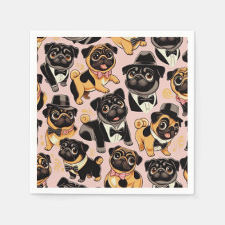 Guardanapo De Papel Pug de Cueca Sem Costura Retroativa