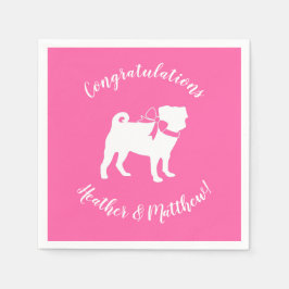 Guardanapo De Papel Pug Dog Chá de fraldas Girl Pink with Arco
