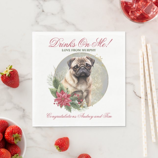 Guardanapo De Papel Pug Dog Wedding Napkins Com Foto De Cães (Insitu)