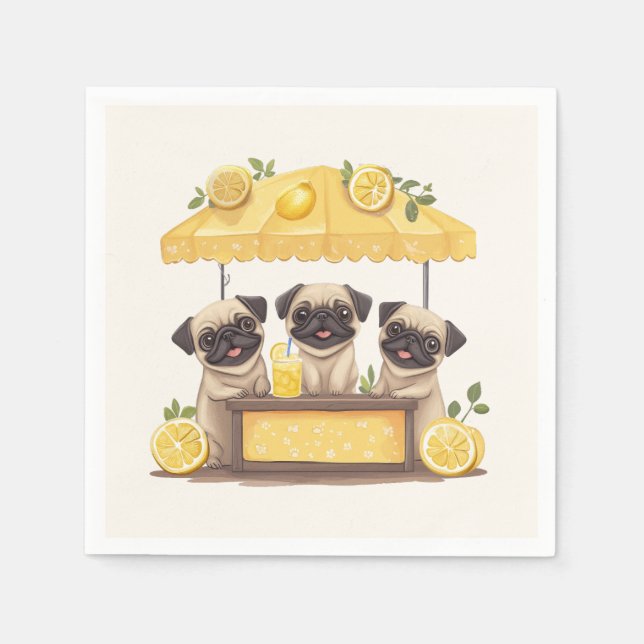Guardanapo De Papel Pug Dogs Lemonade Stand (Frente)