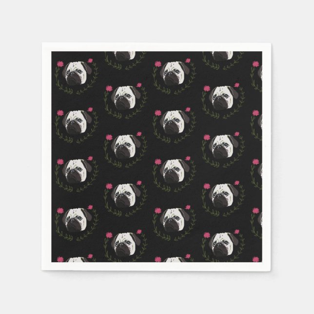 Guardanapo De Papel Pug Face, Arte Canina (Frente)