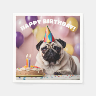 Guardanapo De Papel Pug Festa de aniversário