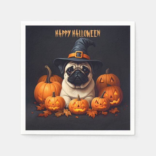 Guardanapo De Papel Pug Halloween (Frente)