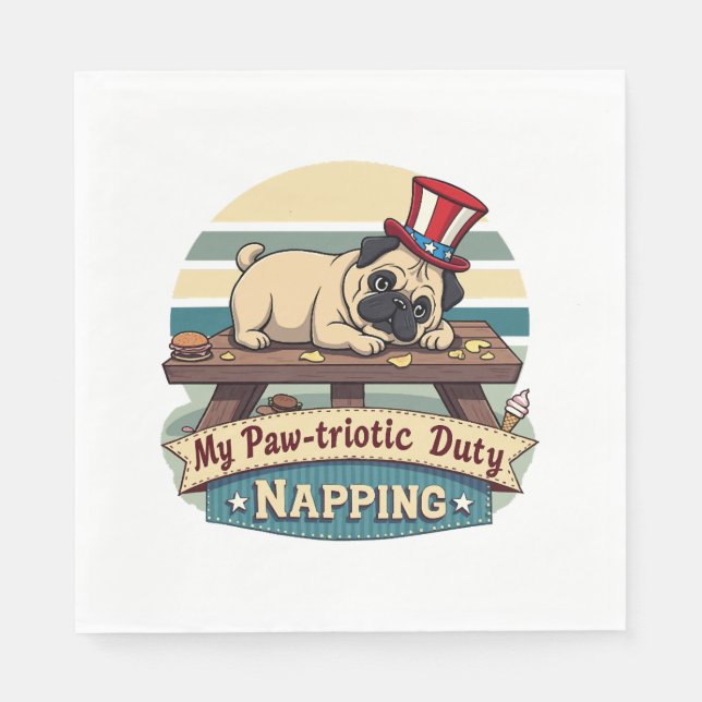 Guardanapo De Papel Pug Napping (Frente)