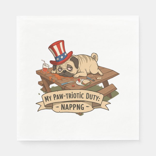 Guardanapo De Papel Pug Napping (Frente)