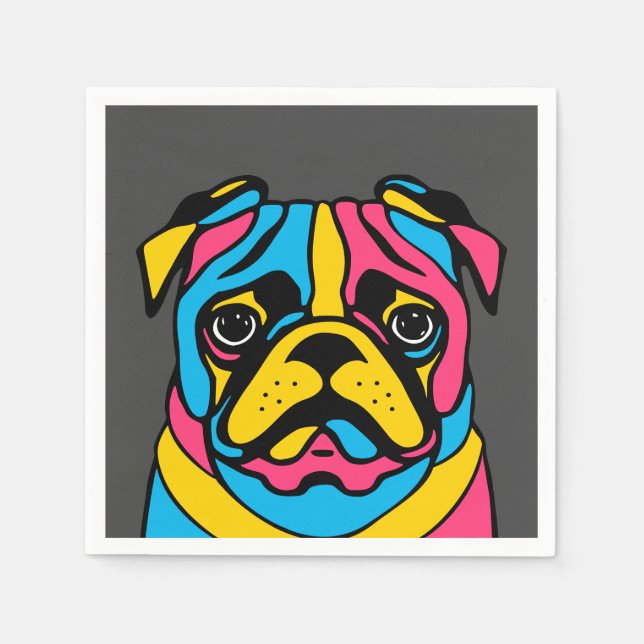 Guardanapo De Papel pug personalizável de 3 tons (Frente)
