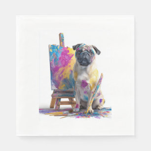 Guardanapo De Papel Pug Pintor � Cão de Arte Abstrata