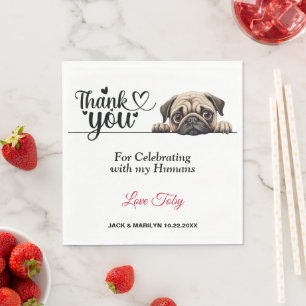 Guardanapo De Papel Pug Wedding Obrigado