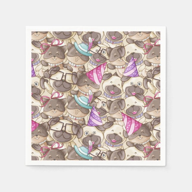 Guardanapo De Papel Pugs de Corte (Frente)