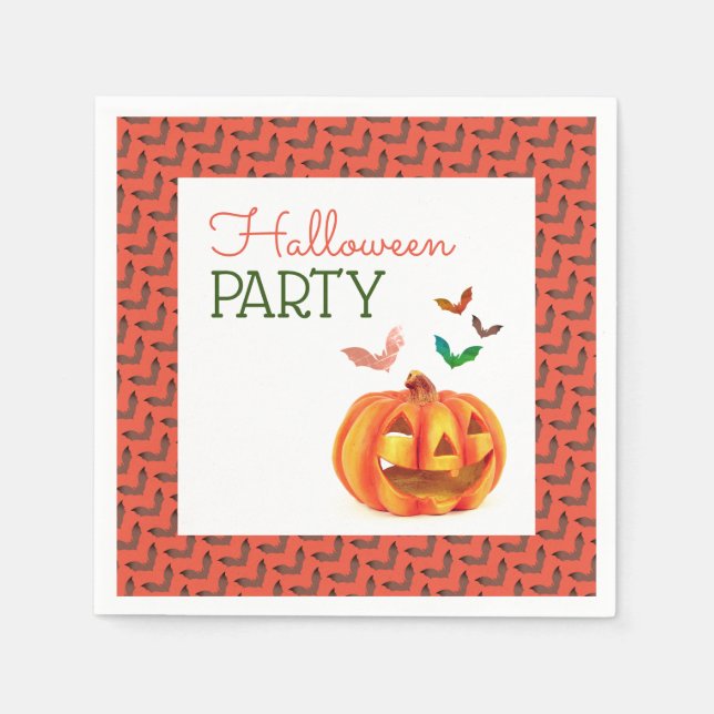 Guardanapo De Papel Pumpkin & Bats, Festa de Halloween (Frente)