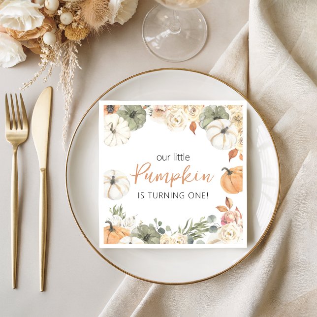 Guardanapo De Papel Pumpkin Birthday Party Napkin (Criador carregado)