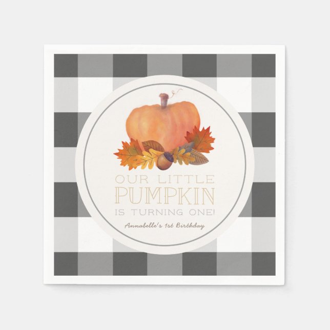 Guardanapo De Papel Pumpkin Black Buffalo Verifica Aniversário Napkins (Frente)