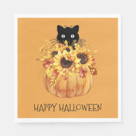Guardanapo De Papel Pumpkin Black Cat Halloween Napkins