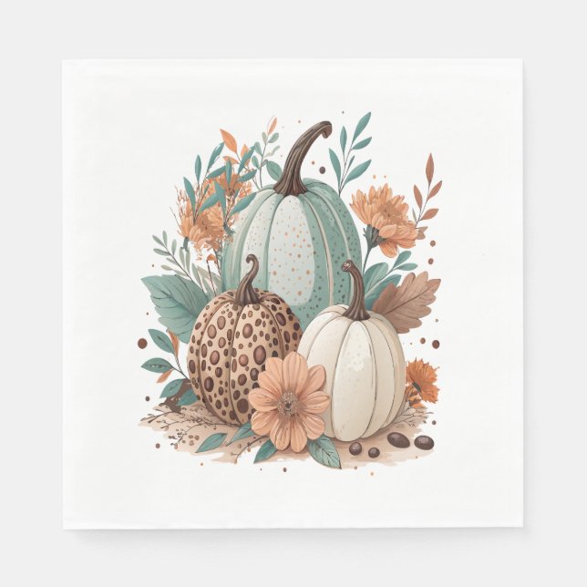 Guardanapo De Papel Pumpkin Boho Floral (Frente)