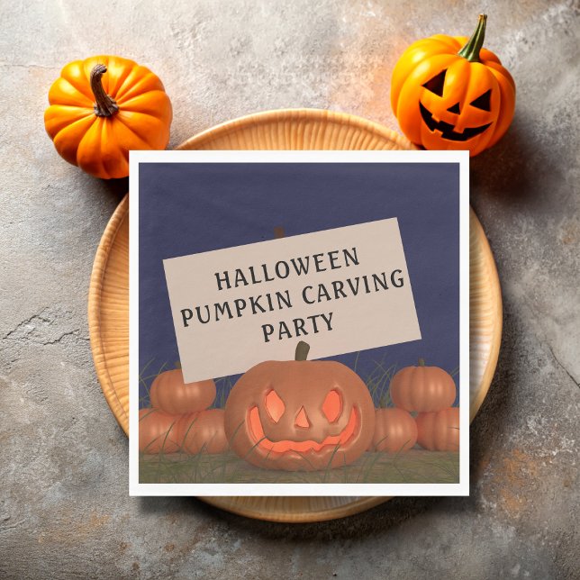 Guardanapo De Papel Pumpkin Carving Jack O Lanterna Halloween Napkins (Perfect paper napkins for your pumpkin carving party. Just add your name)