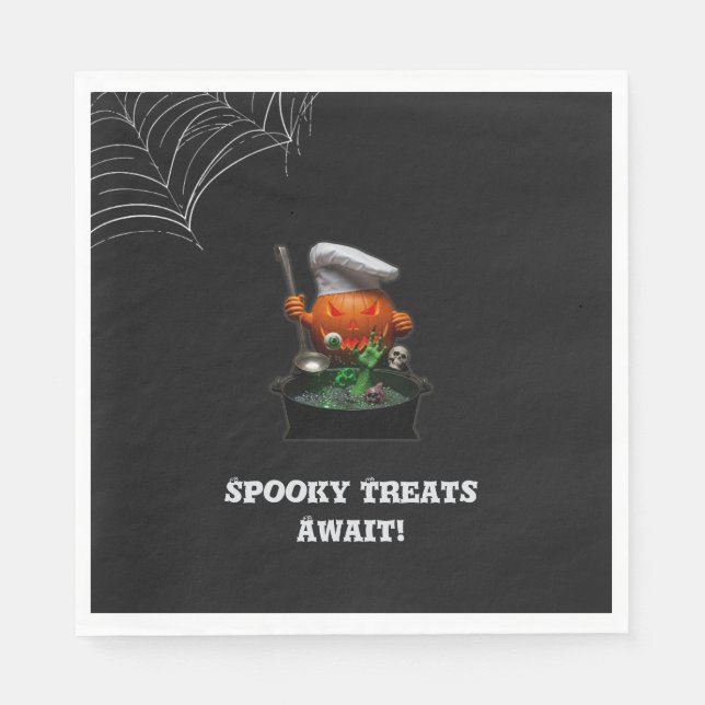 Guardanapo De Papel Pumpkin Chef Halloween Party – Spooky Cauldron (Frente)