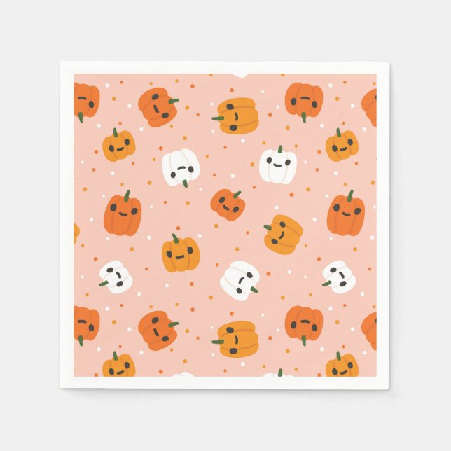Guardanapo De Papel Pumpkin Cute Kawaii Enfrenta Padrão (Frente)