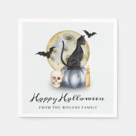 Guardanapo De Papel Pumpkin de Gato de Feliz Halloween