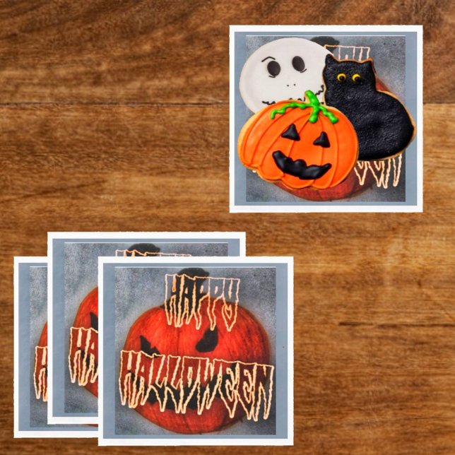 Guardanapo De Papel Pumpkin Grin (Eye-catching napkins, for your Halloween table!)