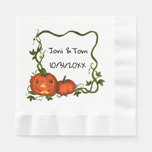 Guardanapo De Papel Pumpkin Monogramas de Halloween Napkin (Frente)
