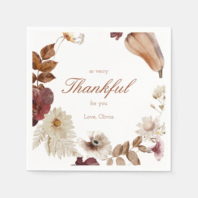 Guardanapo De Papel Pumpkin Neutro Chá de fraldas de Queda de Aquarela (Frente)