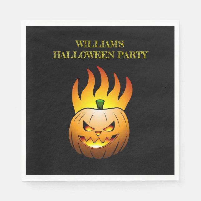 Guardanapo De Papel Pumpkin Papel Napkin no Fiery Halloween (Frente)