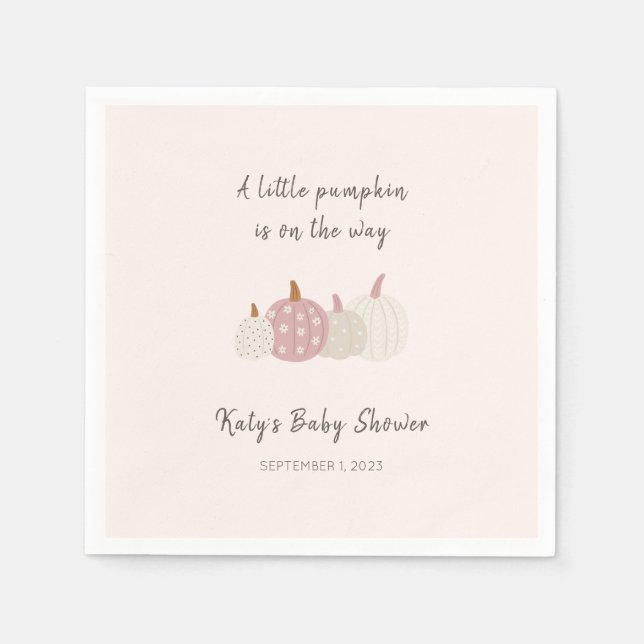 Guardanapo De Papel Pumpkin Rosa QuedaChá Bebê Garota Coquetel Nápoles (Frente)