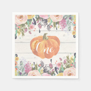 Guardanapo De Papel Pumpkin Russo Primeiro Aniversário Aquarela Flora
