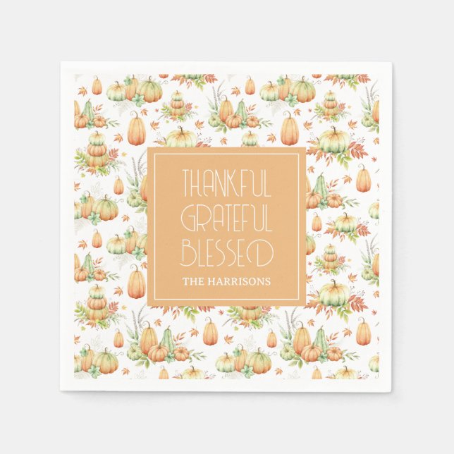 Guardanapo De Papel Pumpkin Russo Sai Feliz Graças (Frente)